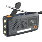 NOAA/DAB/FM-radio Nödradio Portabel Solradiomottagare Hand Crank Dynamo Utomhus Bluetooth-högtalare med LED-ficklampa Black