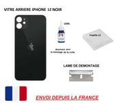 Vitre Arrière Compatible Iphone 12 Noir 6.1 Qualité Origine En Verre, Coque Cache Batterie Double Face Adhésif,Lame De Démontage Dissolvant Spécial Colle Mobile