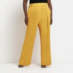 River Island Womens Wide Leg Trousers Plus Orange Mid Rise Pants Bottoms