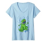 Womens Rugrats Iconic Epic Reptar On Ice Big Retro Chest Portrait V-Neck T-Shirt