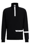 BOSS Mens Sweat Quarter Zip Fleece Top Black L