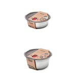 Bundle of BLACK+BLUM - Lunch Bowls - Microwavable, Plastic-Free, Stainless Steel Containers with Leak-Proof, Airtight Lockable Lids - Safe for Microwave, Dishwasher & Oven - Small 650ml + Large 950ml