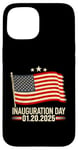 Coque pour iPhone 15 20 janvier 2025 Jour d'inauguration du drapeau américain du président Trump