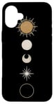 iPhone 16 Plus Minimalist Celestial Art Golden, Sun Full Moon Case