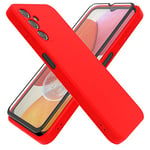 HHUIWIND Coque pour Samsung Galaxy A14 4G / 5G avec Verre Trempé écran Protecteur,Anti-Scratch Étui Silicone TPU Case Cover pour Samsung Galaxy A14 4G / 5G - Rouge