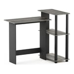 Furinno Abbott Bureau d'Ordinateur d'Angle avec Étagère, Chêne Français Gris/Noir, One Size