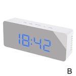 Mirror Led Digital Alarm Clock Multi Function Night Wall B Rectangle Blue