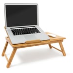 Relaxdays Table pliante pour ordinateur portable bambou Table d'appoint hauteur réglable Plateau pour la souris 30,5 x 72,5 x 35 cm