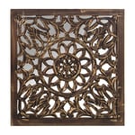 DRW Retable carré en Bois MDF ajouré avec Miroir en Marron 60x2,5x60cm