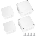 4 Pièces Boîte de Jonction étanche IP65, Boite de Derivation Etanche Exterieur, Boîtier de Connecteur de Câble Plastique pour Câble Extérieur