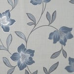 Fine Decor Larson Floral Navy/Silver Metallic Wallpaper FD43067