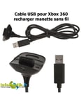 Câble USB Dédié au chargement et la connexion pour la manette Xbox 360 Noir