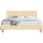 King Of Dreams - Lit complet - Ensemble Lit Frederic Beige 140x200 + Matelas Doux reve - Lit + Sommier + Matelas