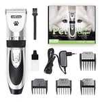 Nobleza Tondeuse Chien Professionnel Poil Long Epais Animal Silencieux Rechargeable Electrique Tondeuse pour Chien et Chat Dog Clipper Kit, Argent