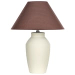 Lampe à Poser Beige en Céramique Abat-Jour Conique en Lin Peint à la Main 52 cm