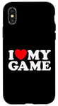 Coque pour iPhone X/XS J'adore mon jeu Funny On Gamer Win Play Sport, fan de jeux vidéo