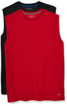 Amazon Essentials Men's Active Performance Tech Muscle Vest, Pack of 2, Black/Red, XXL Plus