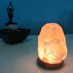 Lampe USB en Cristal de Sel d'Himalaya Rock - 100% Authentique Cristal de Sel d'Himalaya Naturel - Sculpté à la Main – Base en Bois – Câble Alimentation USB fourni - Environ 500g - Zen’Light