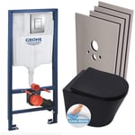 Grohe - Pack wc Bâti-support Rapid sl + Cuvette sat Infinitio noire mat + Abattant frein de chute + Plaque Chrome + Set habillage