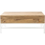 Miliboo - Table basse relevable rectangulaire bois manguier massif et métal blanc L110 cm boho - Bois clair / blanc