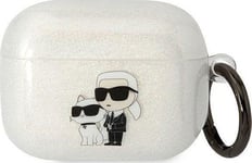 Karl Lagerfeld KLAPHNKCTGT Coque Airpods Pro transparente Gliter Karl&Choupette, ?tui pour ?couteurs + casque, Blanc