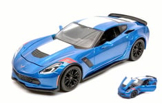 Chevrolet Corvette Gran Sport 2017 Bleu W/Blanc Stripes 1:24 Model 31516BL