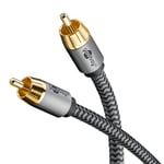 goobay 65297 Câble RCA mono 3m / Câble audio pour subwoofers Hi-Fi/Câble textile flexible/Câble coaxial numérique/Connexions plaquées or