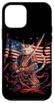 iPhone 12 mini Cat Samurai American Flag Samurai Cat Art Patriotic Cat Case