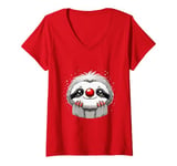 Womens Retro Red Cute Sloth Nose Funny Kids 2024 V-Neck T-Shirt