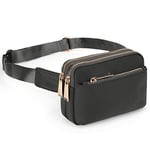 UTO Sac Banane Femme Homme Fanny Pack Ceinture Imperméable Nylon Mode Léger Sac de Taille avec 3 Poches zippées Gris