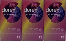 Durex Ribbed and Dotted Pleasure Me Condoms  12 Pack x 3 (UK Stock!) 12/2026