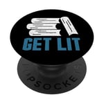 Get Lit Bookworm Book Lover Teacher Vintage Book Nerd PopSockets PopGrip Interchangeable