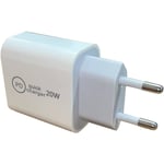 iPhone kompatibel 12/13/14/15 MAX PRO PLUS USB-C Väggadapter 20W PD (1-PACK)