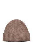 Davida Cashmere Short Rib Fold Cap Beige