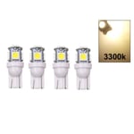 T10 w5w 3300k 4-pack Led lampor med 5st 5050SMD chip 12v DC 3300k varmvit 4-pack