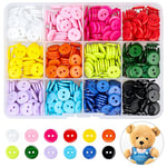 Lot de 600 boutons ronds en résine 12 couleurs avec boîte de rangement pour couture, tricot, loisirs créatifs, bricolage, 11,5 mm, 2 trous