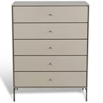 Mavis Volt Kommode 5 Skuffer, Beige/Rustfritt Stål Hvit MDF