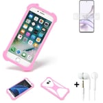 Bumper + earphones for Motorola Moto G13 Silicone rotector Edge ring pink