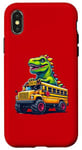 Coque pour iPhone X/XS Dinosaure T-rex On Monster Truck School Bus Driver Graphic