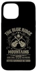 Coque pour iPhone 15 Blue Ridge Mountains avec guitares Design vieilli vintage