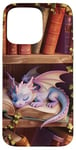 Coque pour iPhone 15 Pro Max Amateur de livres Cute Dragon Books Cottagecore Flower Bookworm