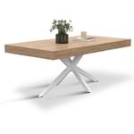 Idmarket - Table basse rectangle alix 110 cm pied araignée bois et blanc