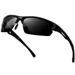 KANASTAL Lunettes de Soleil Sport Polarisées Lunette de Soleil Homme et femme UV400 Lunettes de Cyclisme Pêche Alpinisme Randonnée Golf TR90 Noir Vif