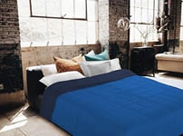 Italian Bed Linen Couette, Single, Microfibre, Bleu Foncé/Bleu Royal, 150x200 cm