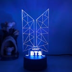 3D LED Nattlampa BTS Sångare Ungdomsliga 3D Illusionlampa Fjärrkontroll för Fans Sovrum Dekoration --- Stil B2Svart Säte