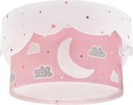 Dalber Plafonnier enfant Moon lune et étoiles rose, Lustre chambre; Enfant, Lampe de Plafond, 61236S, E27