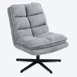 MEUBLE COSY Fauteuil Salon Pivotant sur 360° Chaise de Canapé de Loisirs avec Dossier Pliante Assise Épais Revêtement en Tissu Scandinave Pieds en métal, Gris, 65x79.5x85cm, 65x79,5x85cm