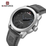 260 Mm Harmaa Naviforce Nf9202 Luova Lahja Nahkainen Miesten Kello Quartz Fashion Sport -Rannekello