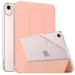 MoKo Coque Compatible New iPad Mini 7(A17 Pro) 2024, Etui pour iPad Mini 6ème Gén 2021 (8,3 Pouces), Étui pour iPad Mini 6, Housse Arrière Translucide en TPU Souple pour iPad Mini 7, Apricot Orange