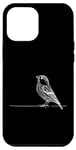 Coque pour iPhone 14 Pro Max Line Art Oiseau et Ornithologue Pin Siskin